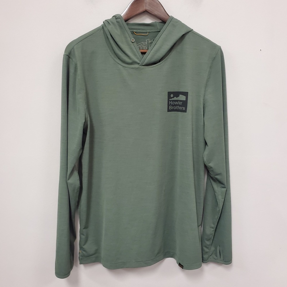Howler Brothers HB Tech Hoodie Size M Green Logo Athletic Performance Outdoor